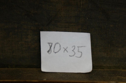 White 80x35 sticky note on back of Oil painting Path in the summer forest