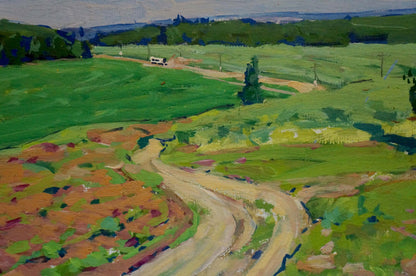 Vibrant impressionist oil painting Road to town by Fomin Anatoly Nikiforovich