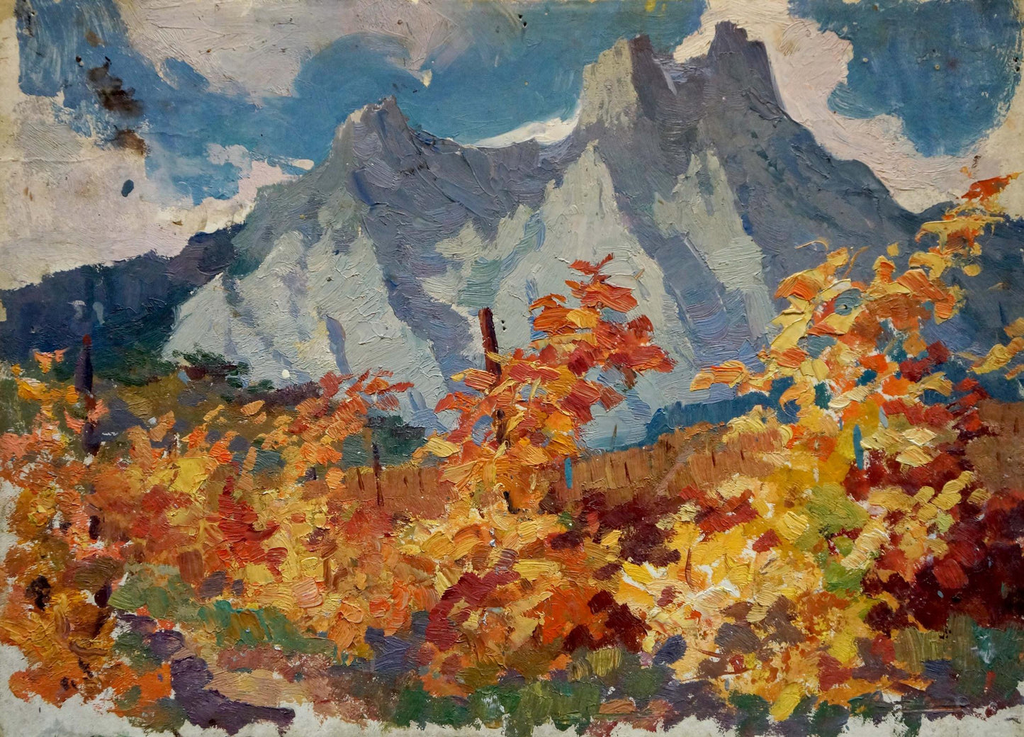 Oil painting Autumn mountain landscape by Arkady Strelov