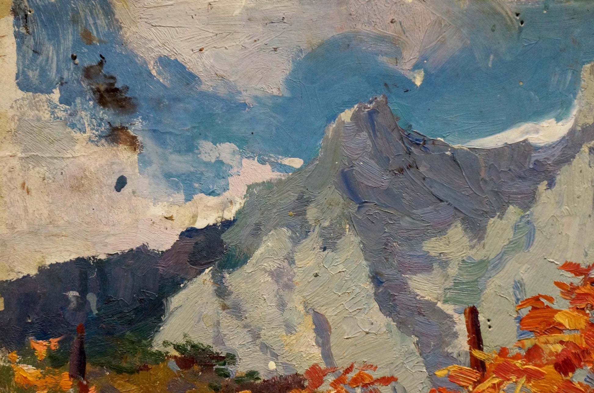 Oil painting of autumn mountain landscape by Arkady Strelov