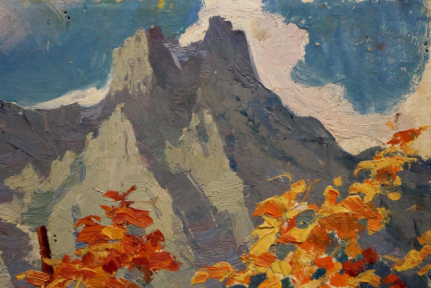 Oil painting of autumn mountain landscape by Arkady Strelov