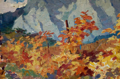 Oil painting Autumn mountain landscape by Arkady Strelov