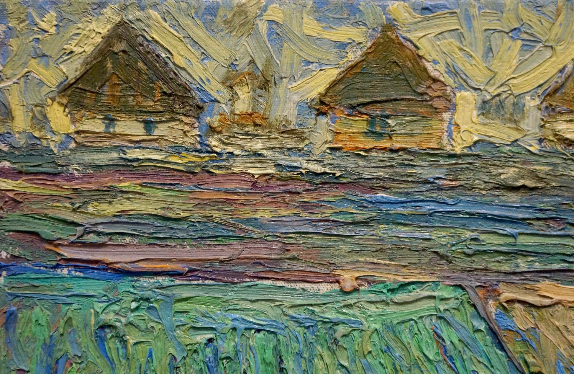 Impasto abstract oil painting of village landscape by Dupliy Sergey Alexandrovich