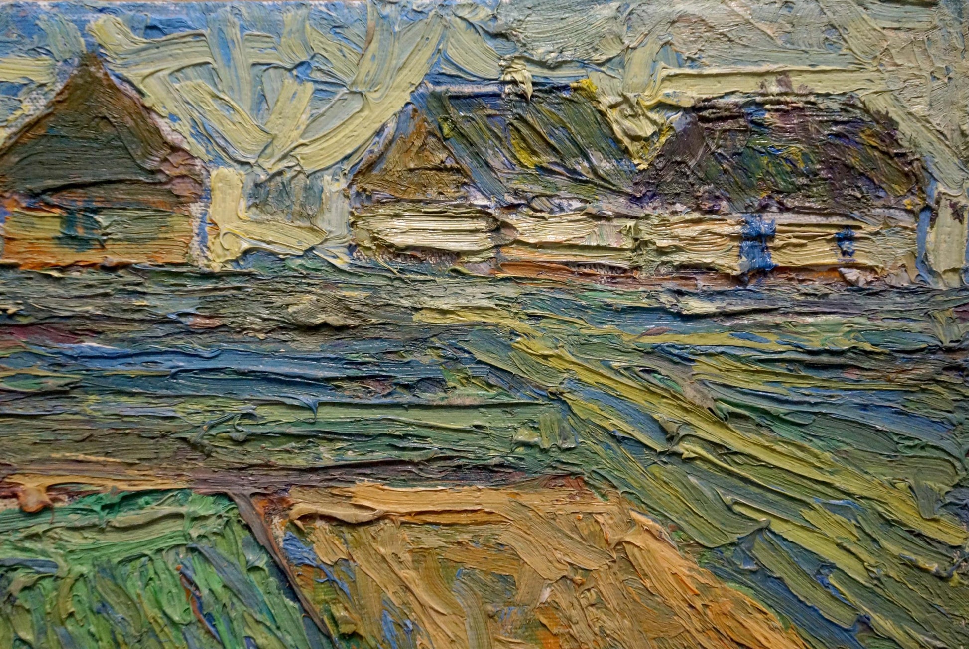 Impressionistic abstract oil painting of village landscape by Dupliy Sergey Alexandrovich