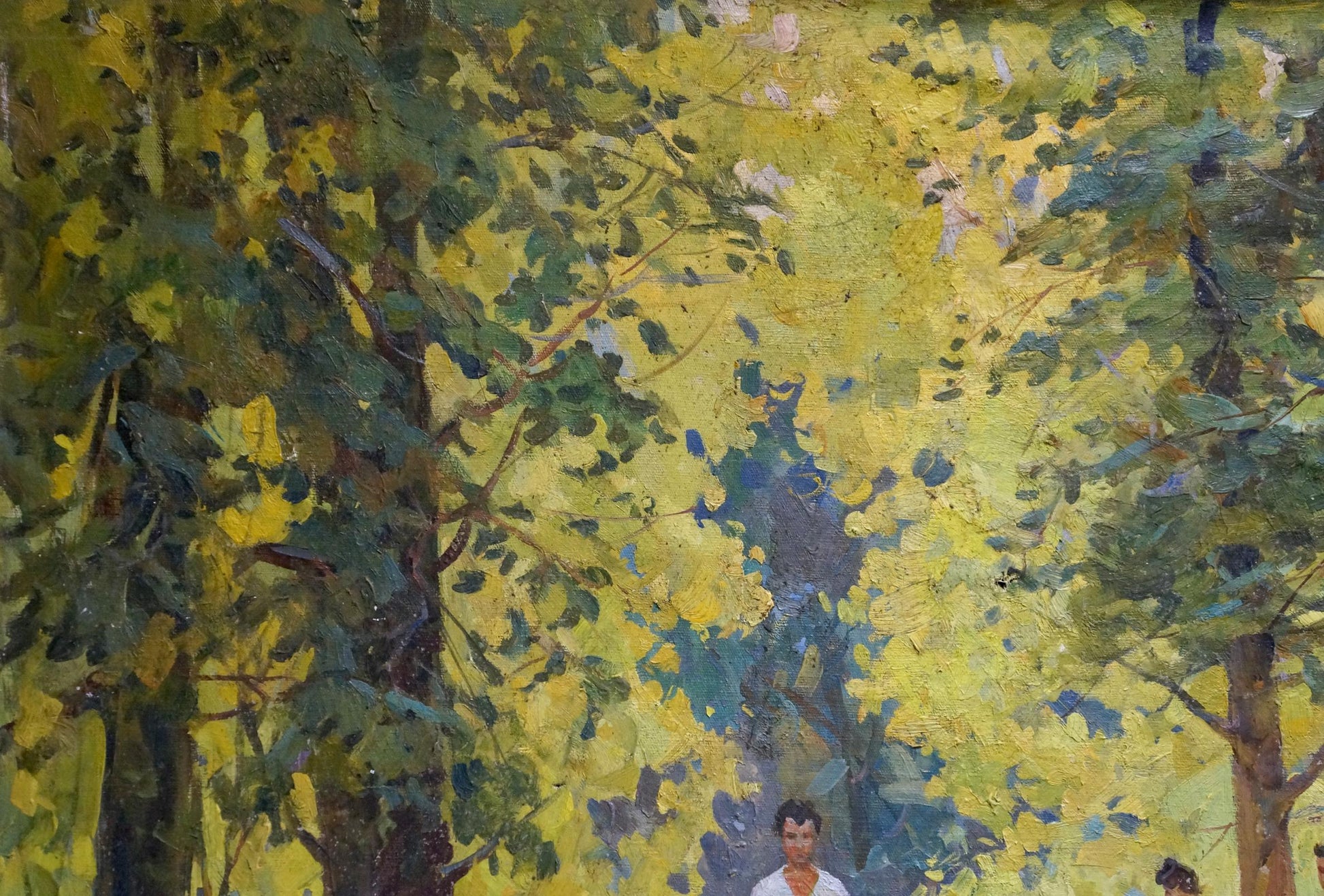 Vibrant impressionistic oil painting of park tree by Bednoshey Daniil Panteleyevich