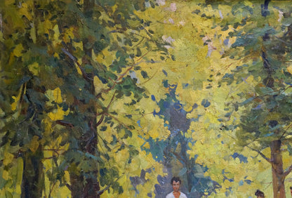 Vibrant impressionistic oil painting of park tree by Bednoshey Daniil Panteleyevich