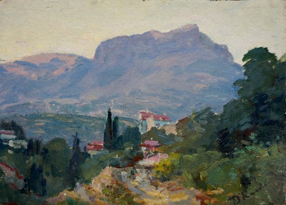 Oil painting Etude V. Kisil: impressionistic mountainous landscape