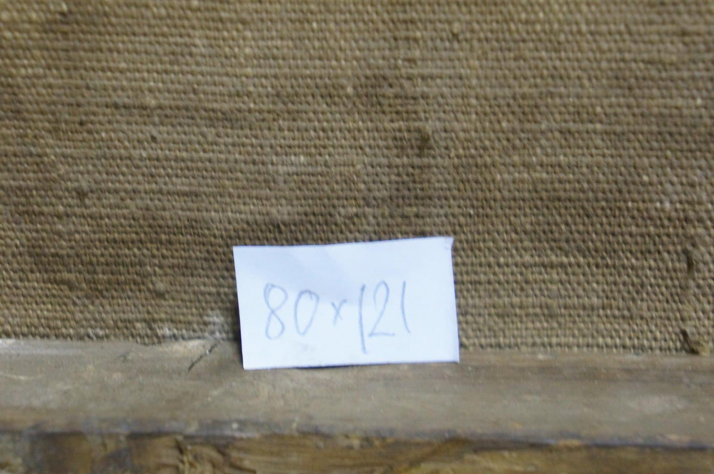 Back of oil painting by Bednoshey Daniil Panteleyevich with 80x121 label on canvas