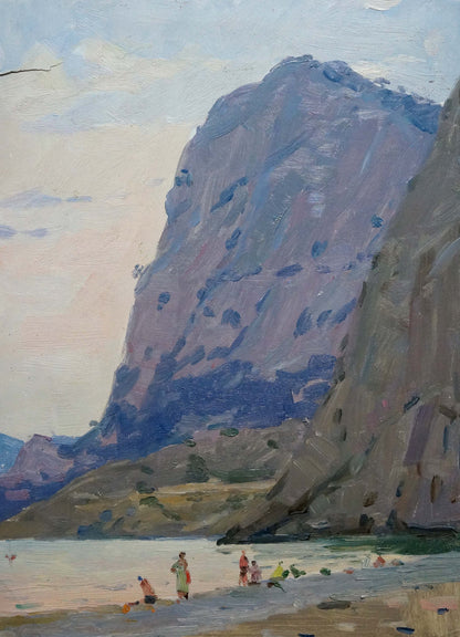 Textured impressionistic cliffside painting by Bortnikov Nikolay Fedorovich