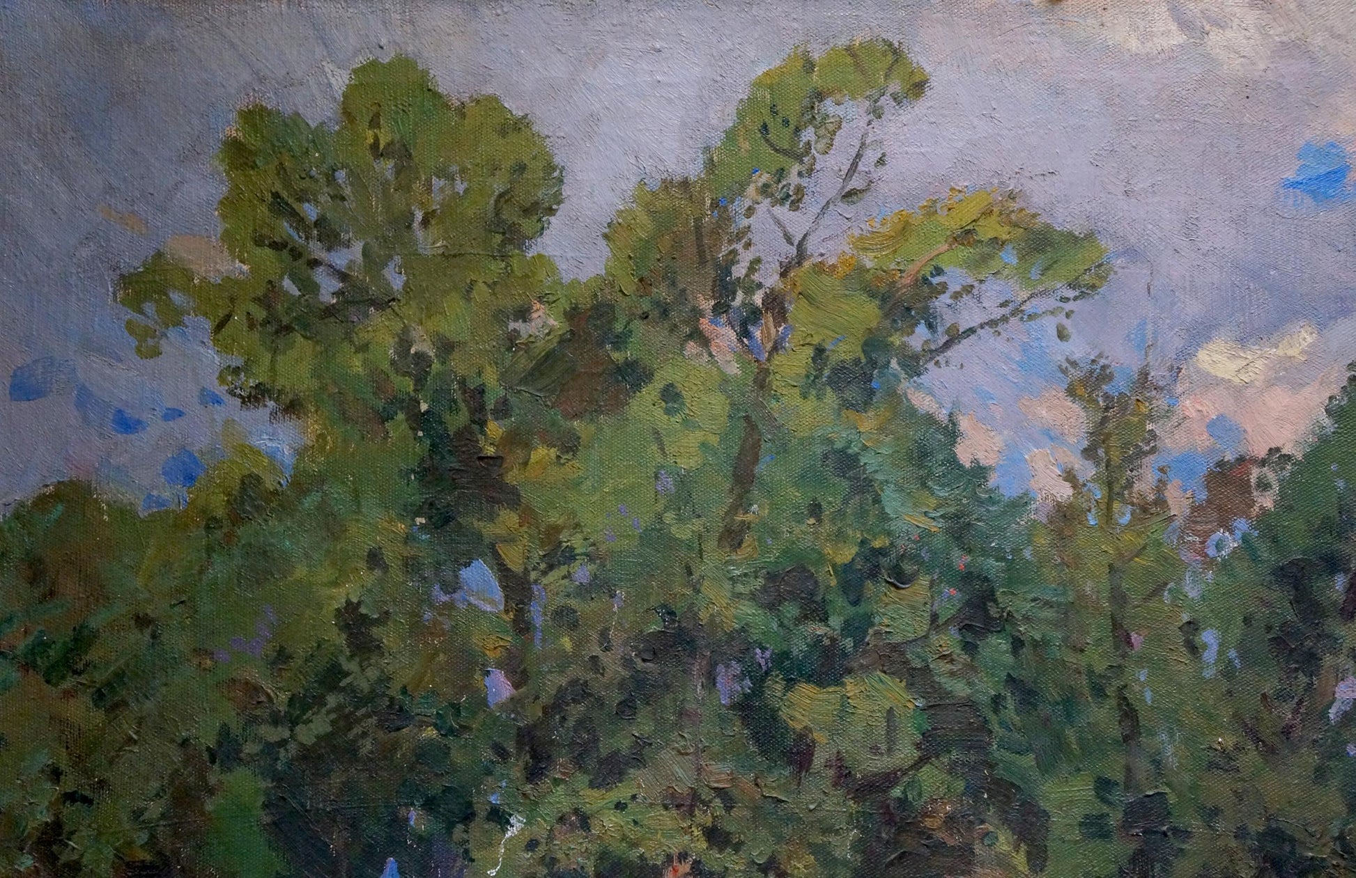 Oil painting Before the Storm by Khodchenko Lev Pavlovich, lush green trees