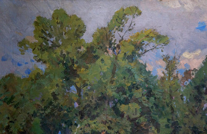 Oil painting Before the Storm by Khodchenko Lev Pavlovich, lush green trees