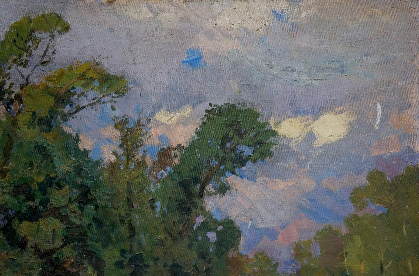 Oil painting Before the Storm by Khodchenko Lev Pavlovich, lush green trees