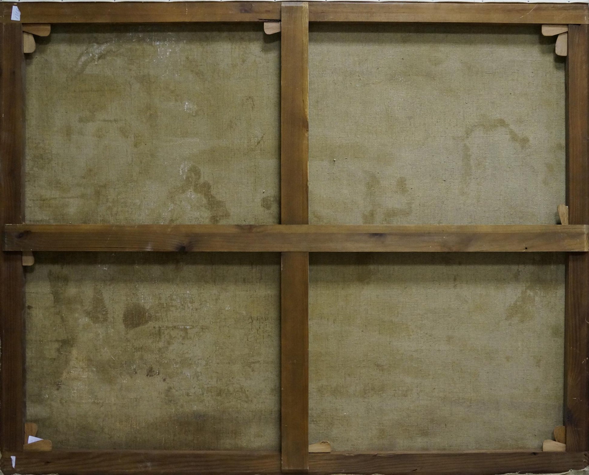 Back of rustic wooden stretcher frame for Oil painting A park Pyotr Dorofeevich Slyota