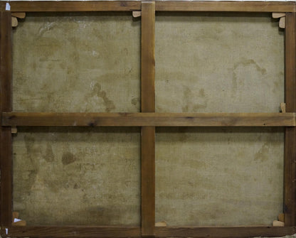 Back of rustic wooden stretcher frame for Oil painting A park Pyotr Dorofeevich Slyota