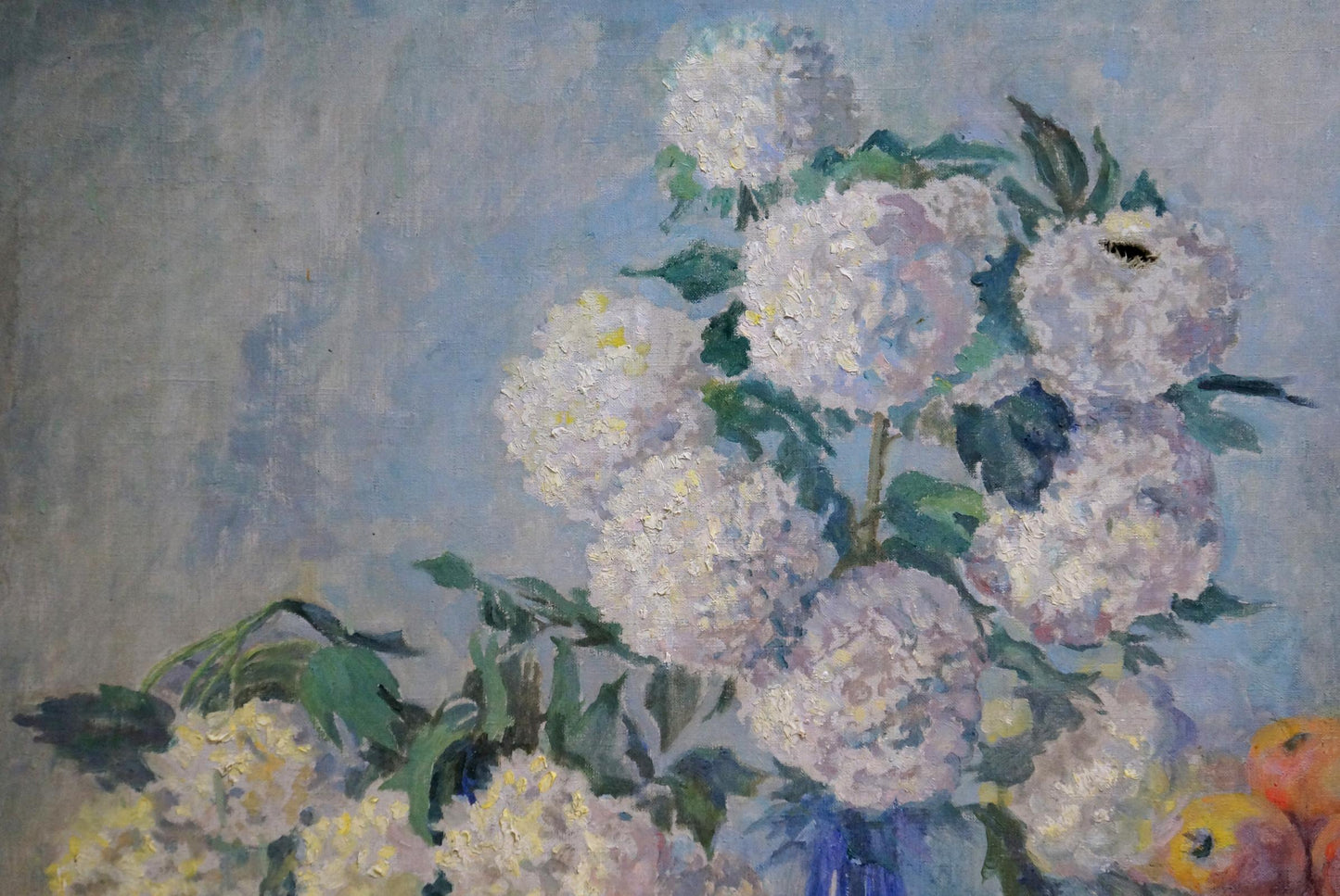 Impressionistic oil painting of white pink peonies by Ivan Stoyanov
