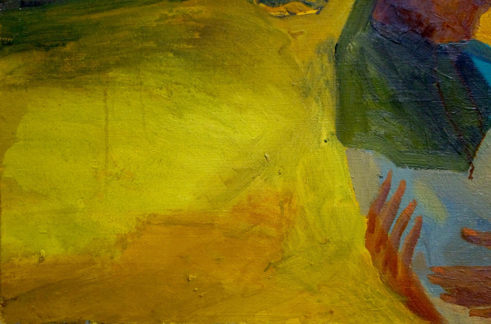 Oil painting Meeting sailors by Repka Alexander Sergeevich: vibrant yellow abstract hand