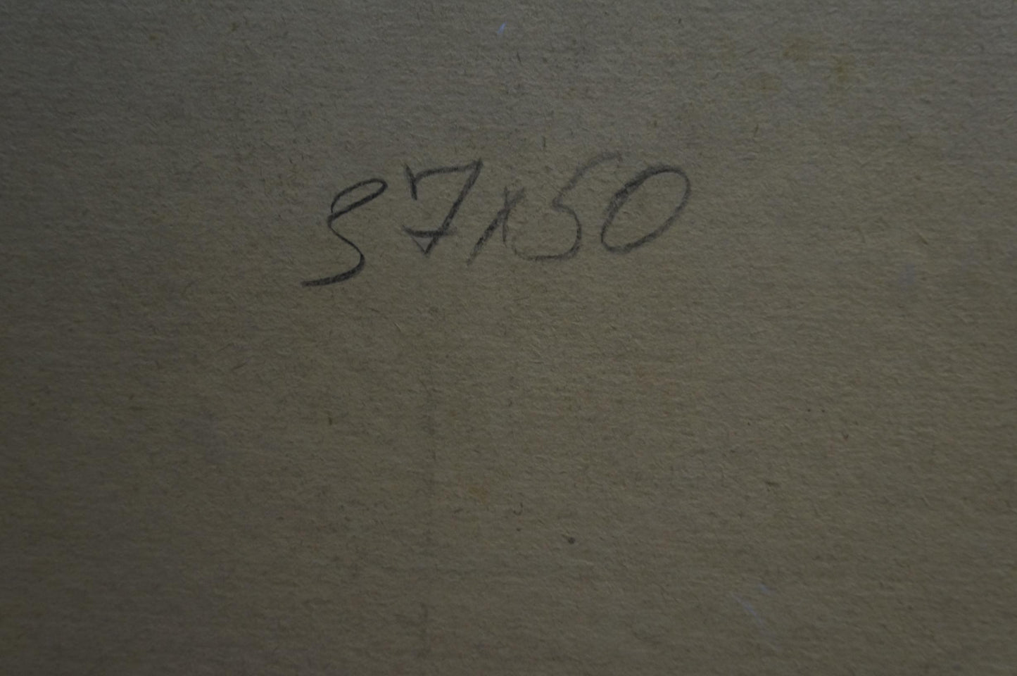 Back of Oil painting Speech to Lenin: faded gray textured surface with 87x50 marking