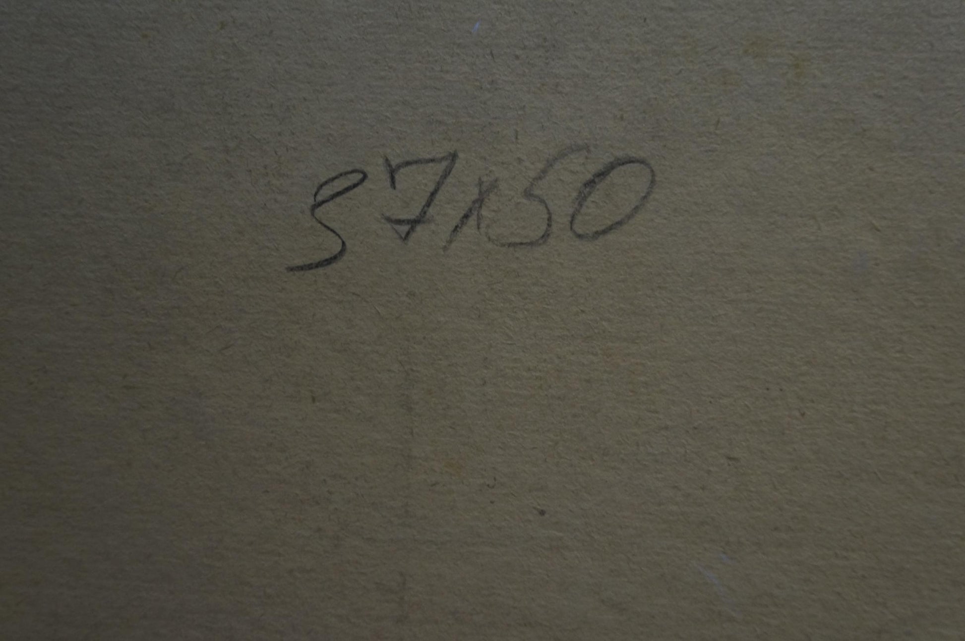 Back of Oil painting Speech to Lenin: faded gray textured surface with 87x50 marking