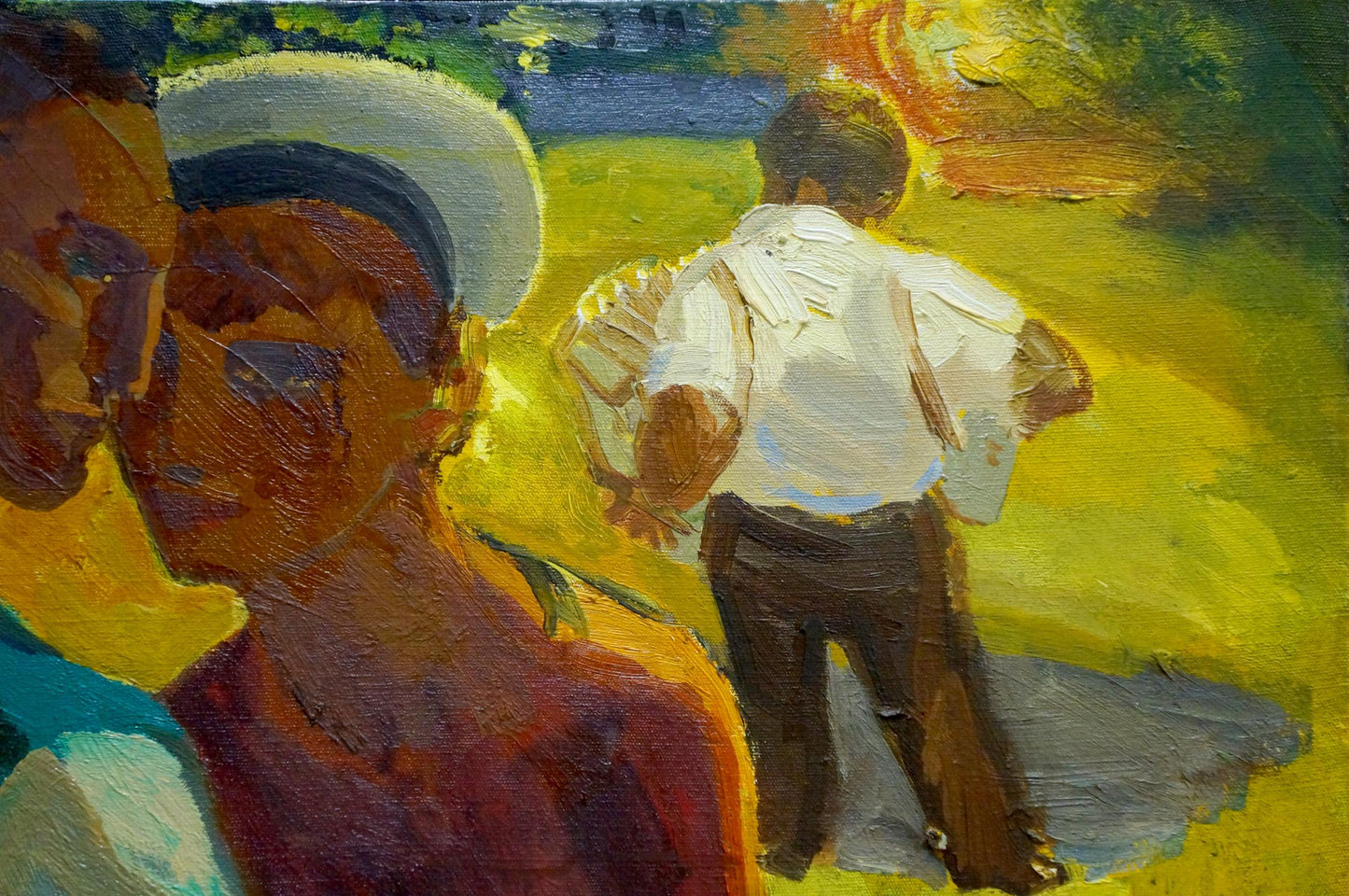 Vibrant impressionist oil painting of meeting sailors by Repka Alexander Sergeevich