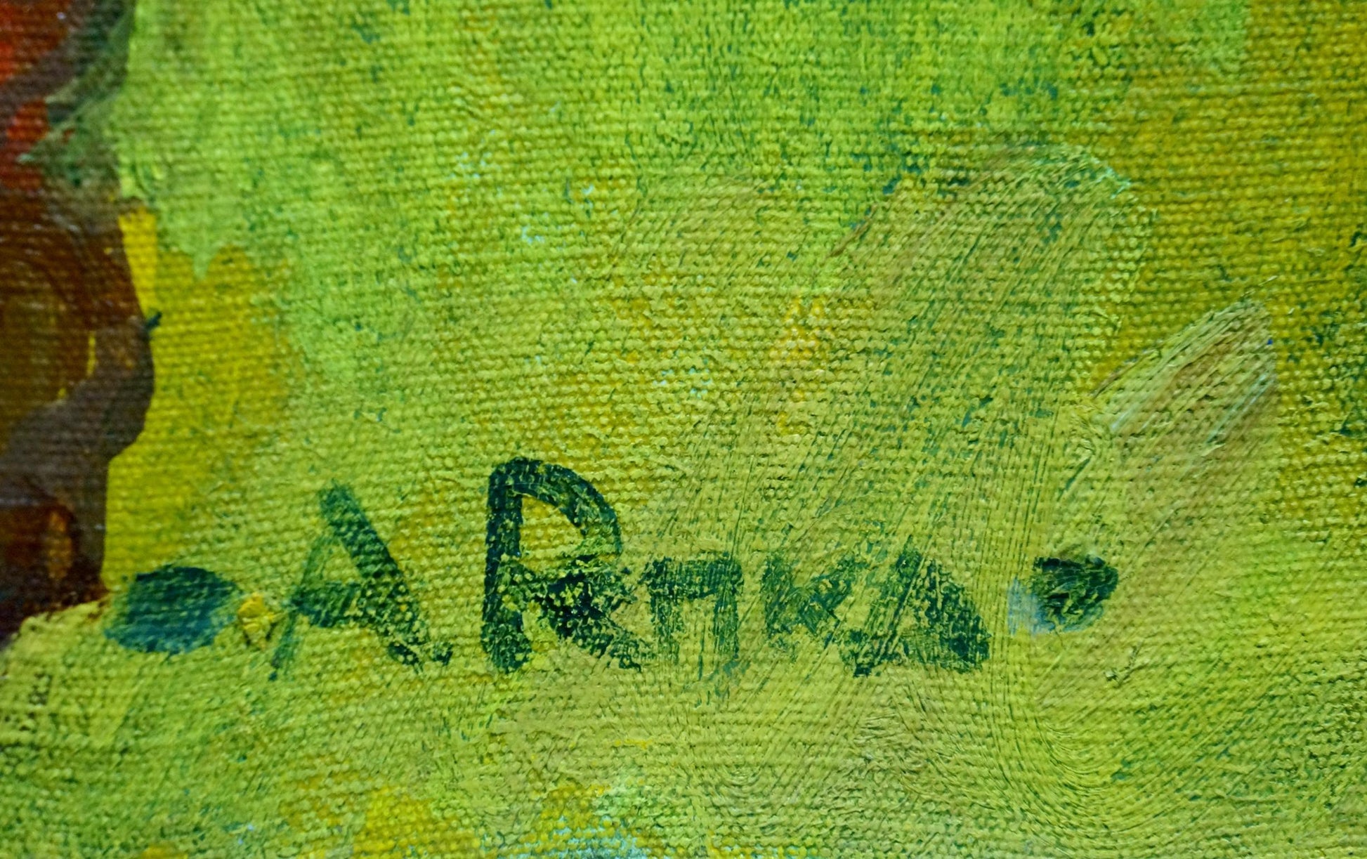 Back of oil painting Meeting sailors by Repka Alexander Sergeevich with green painted signature a