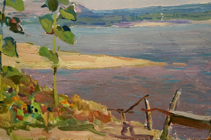 Oil painting of serene lakeside by Glushchenko Nikolay Petrovich
