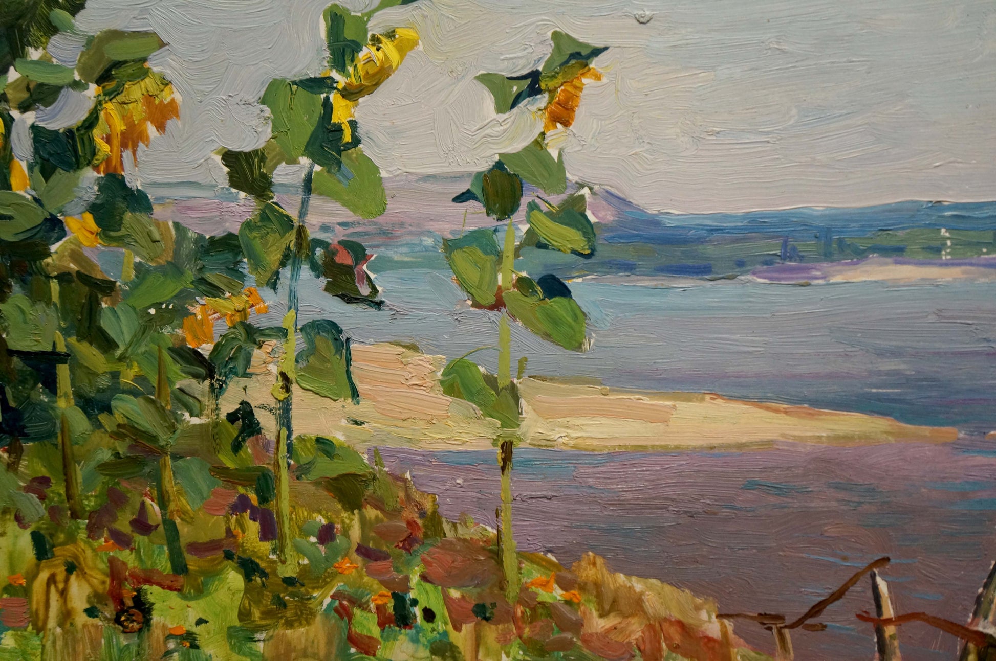Vibrant impressionist oil painting of sunflowers by Glushchenko Nikolay Petrovich