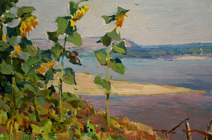 Vibrant impressionist oil painting of sunflowers by Glushchenko Nikolay Petrovich