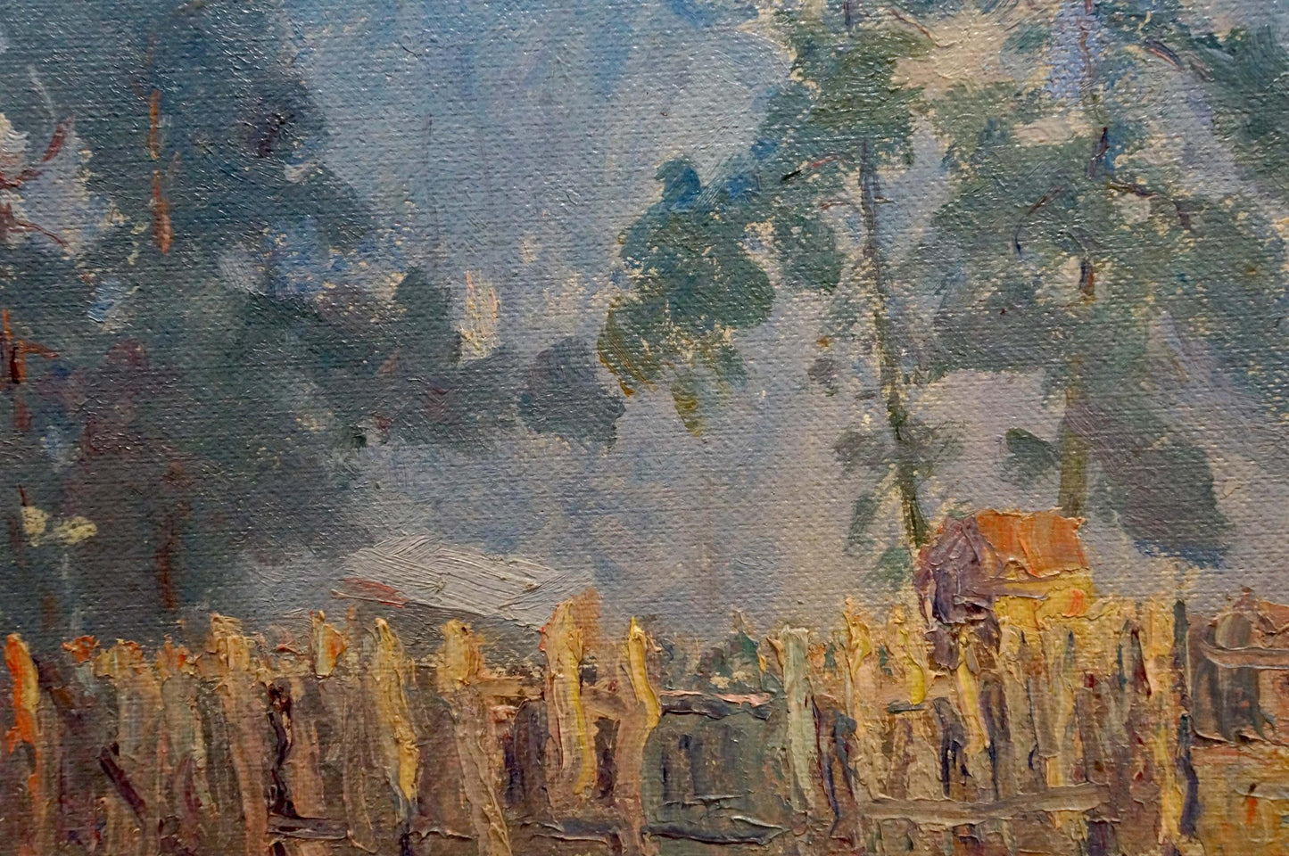 Oil painting of rustic fence by Kalatsyuk Yakov Alekseevich