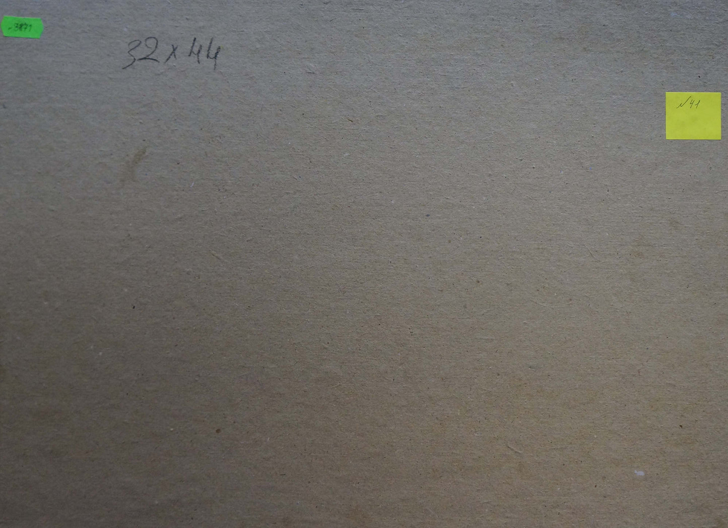 Back of oil painting Courtyard landscape by Kalatsyuk Yakov Alekseevich on beige canvas with notes