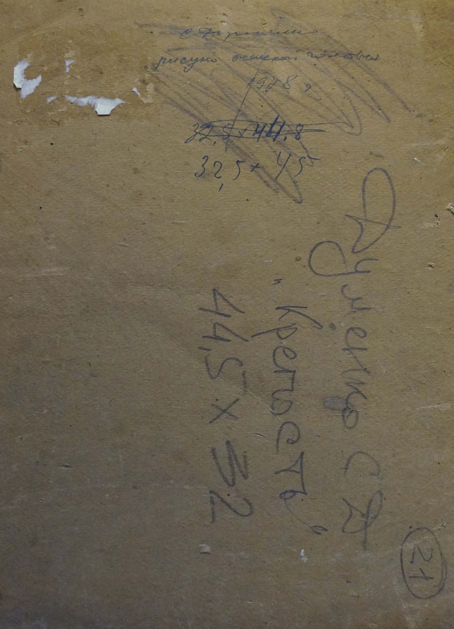 Back of beige textured canvas by Dumenko Sergey Danilovich portrait