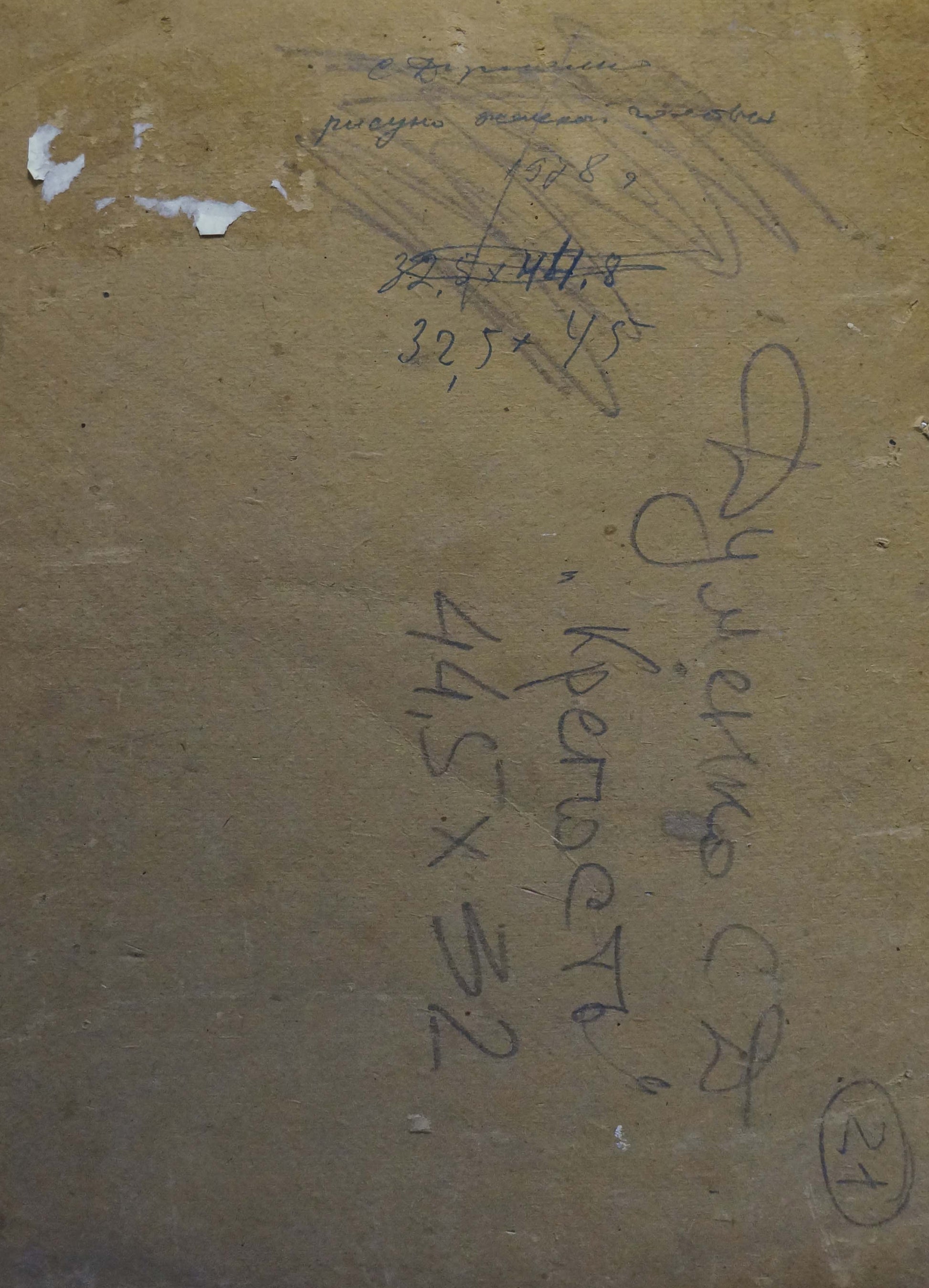 Back of beige textured canvas by Dumenko Sergey Danilovich portrait