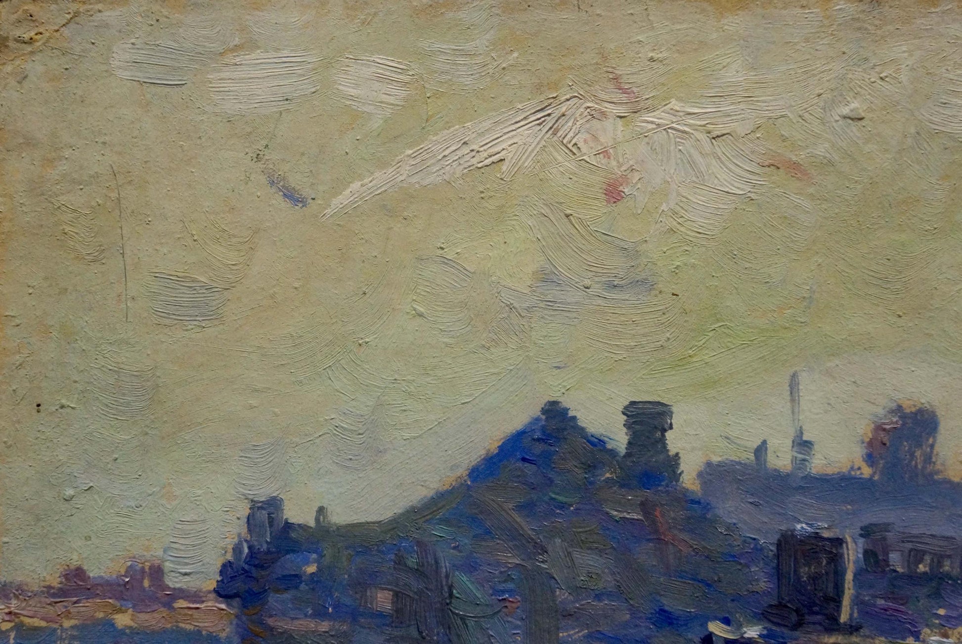 Textured impressionistic oil painting of Odessa city landscape village scene