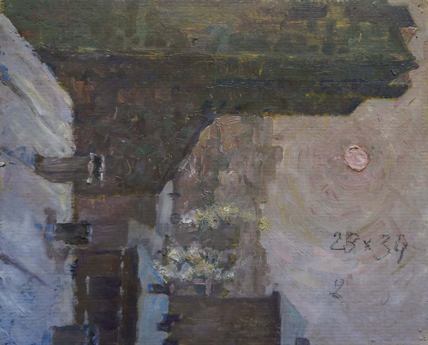 Impressionistic oil painting of Odessa city alley by artist
