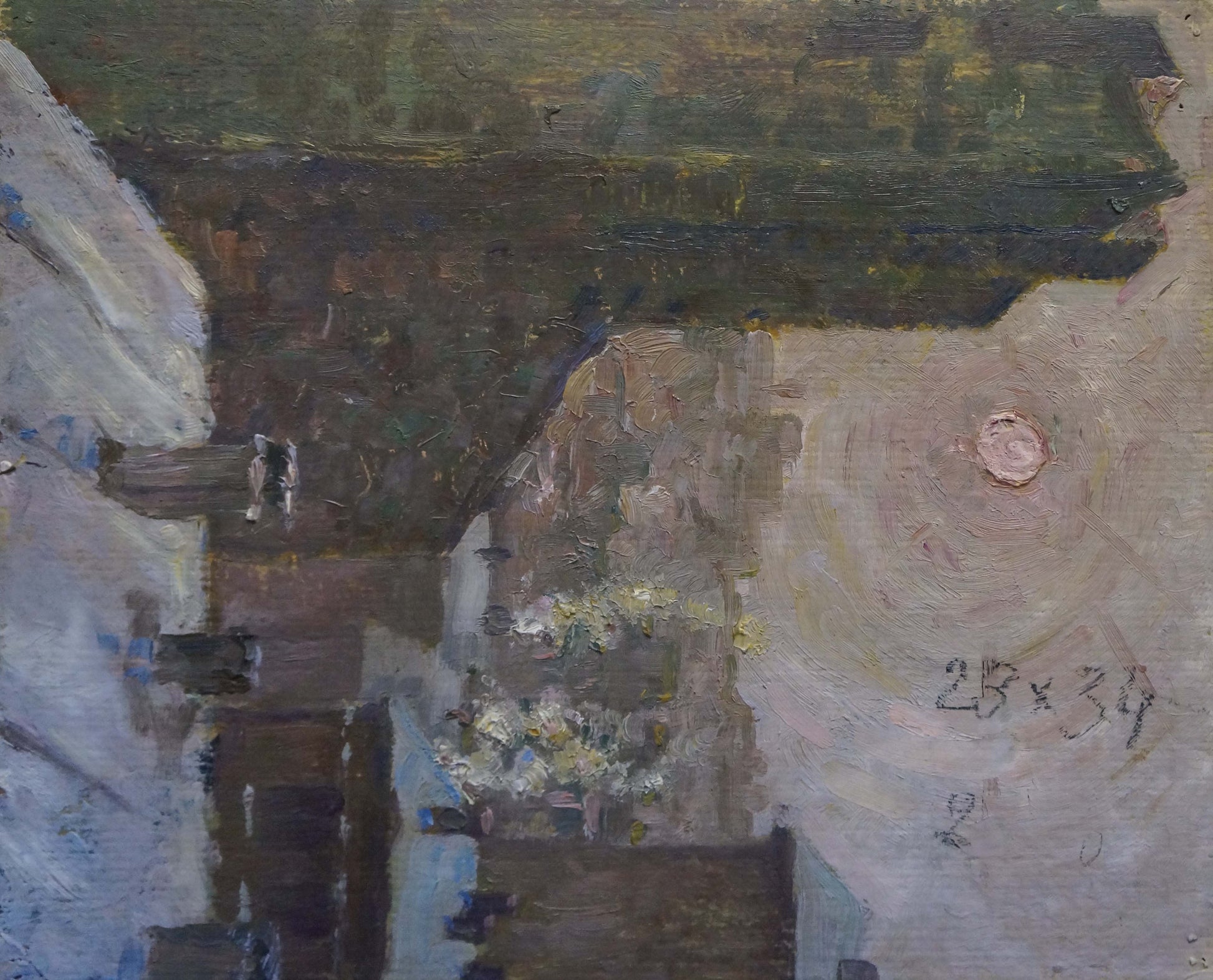 Impressionistic oil painting of Odessa city alley by artist