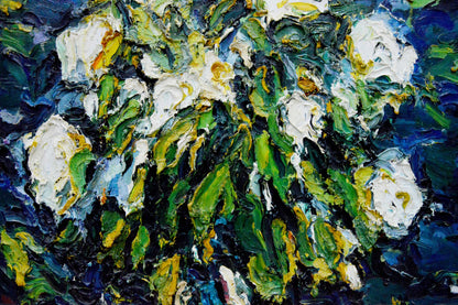 Vibrant impressionist oil painting Flowers in the Dark by Sergey Dupliy