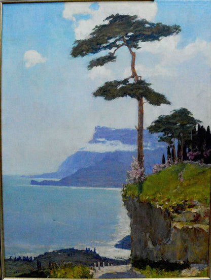 Serene coastal oil painting On the Mountain by Ivan Vladimirov