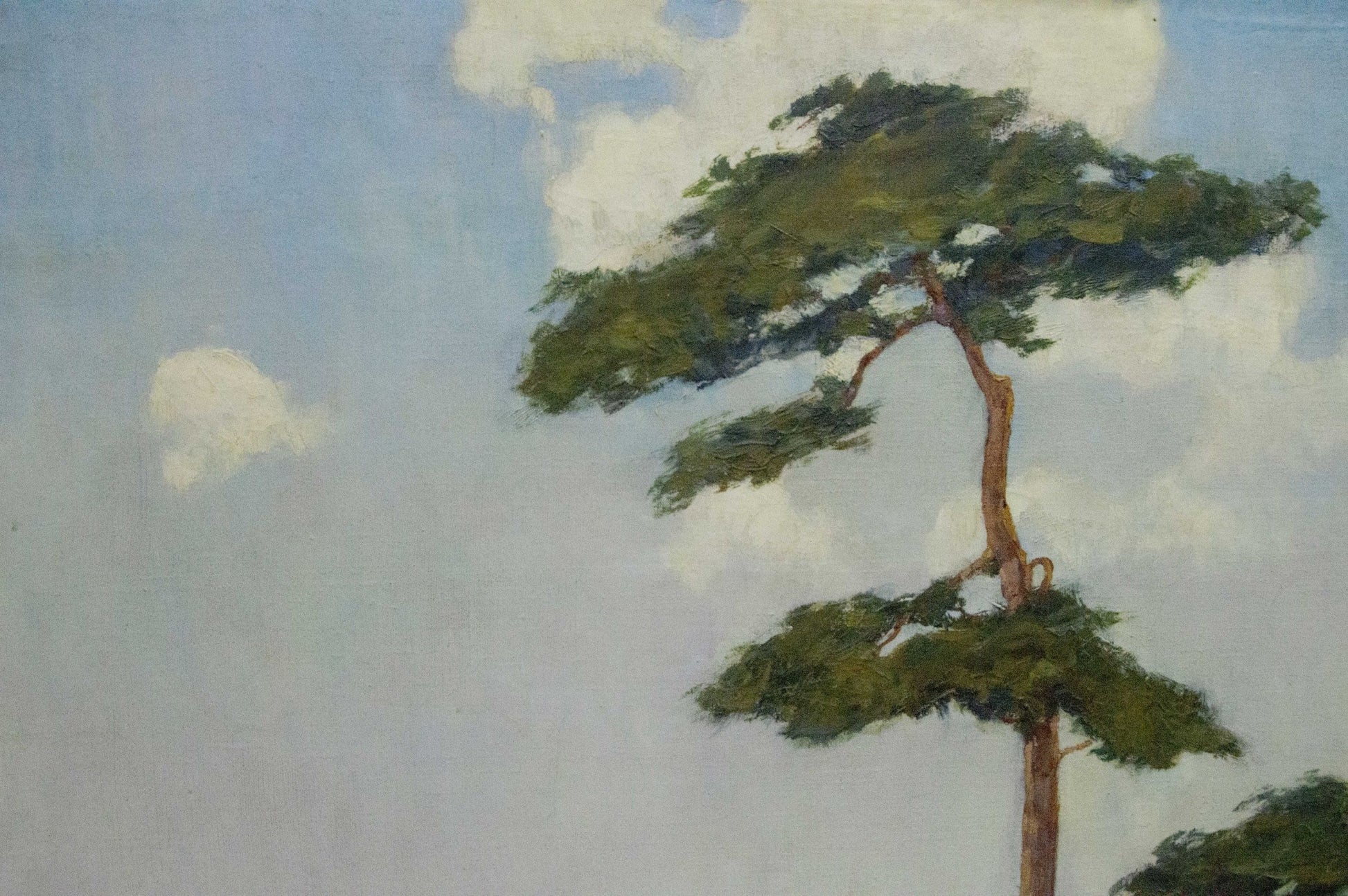 Oil painting of tall pine tree on mountain by Ivan Alekseevich Vladimirov
