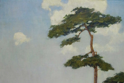 Oil painting of tall pine tree on mountain by Ivan Alekseevich Vladimirov