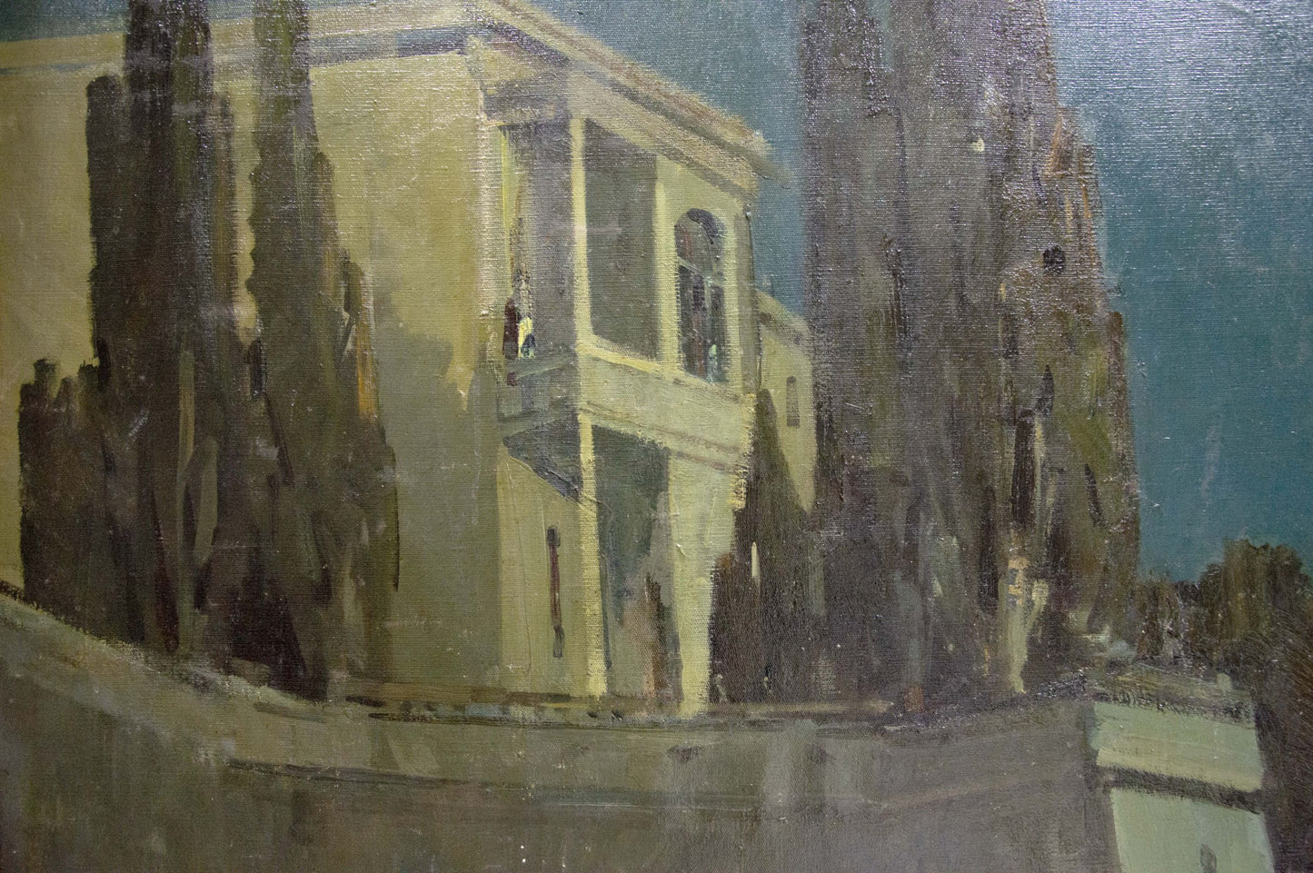 Oil painting of Zakharov Fedor Zakharovich night landscape with yellow building