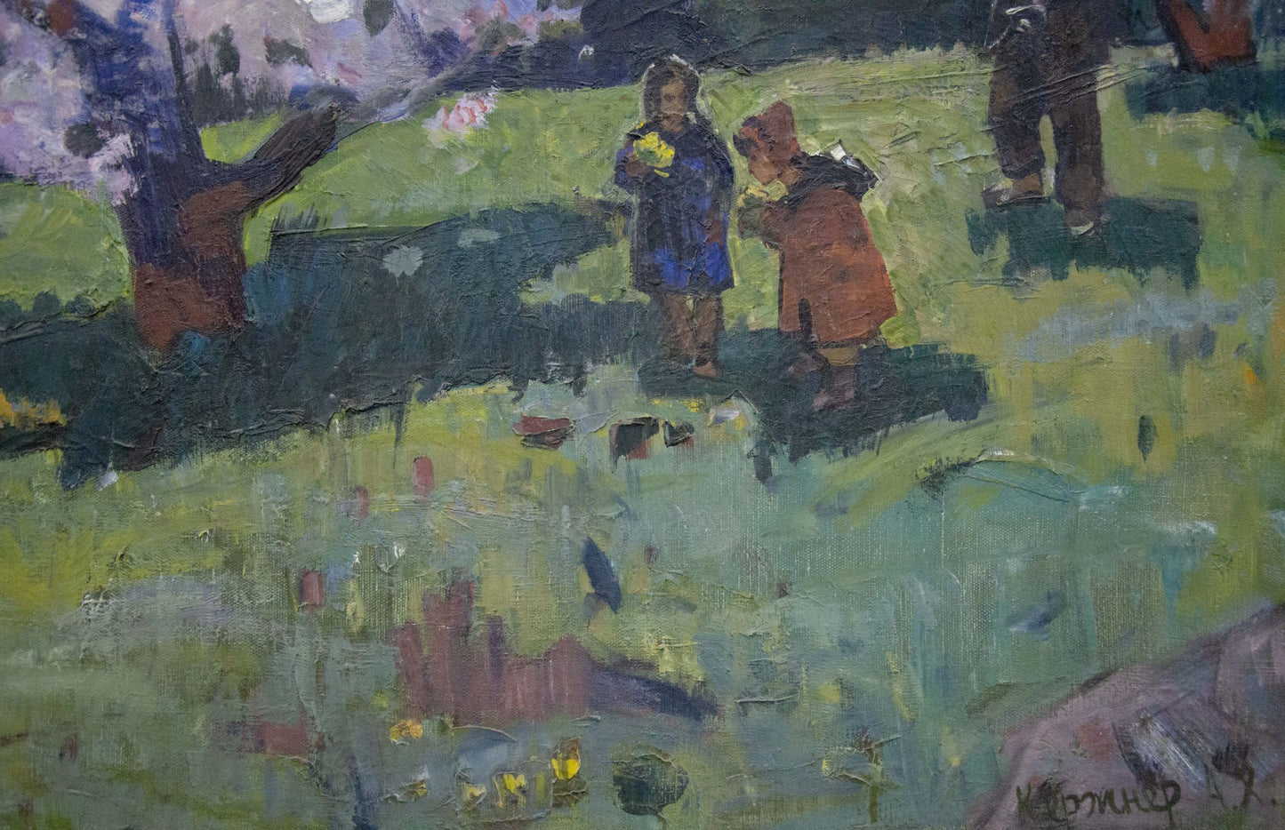 Impressionistic oil painting of blossoming seaside garden by Alexander Kerzhner