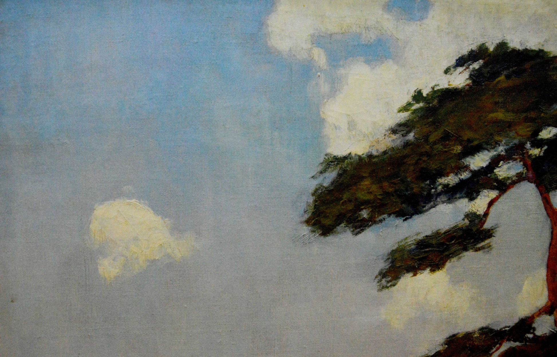 Oil painting of pine tree on mountain by Ivan Alekseevich Vladimirov