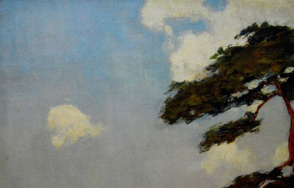 Oil painting of pine tree on mountain by Ivan Alekseevich Vladimirov