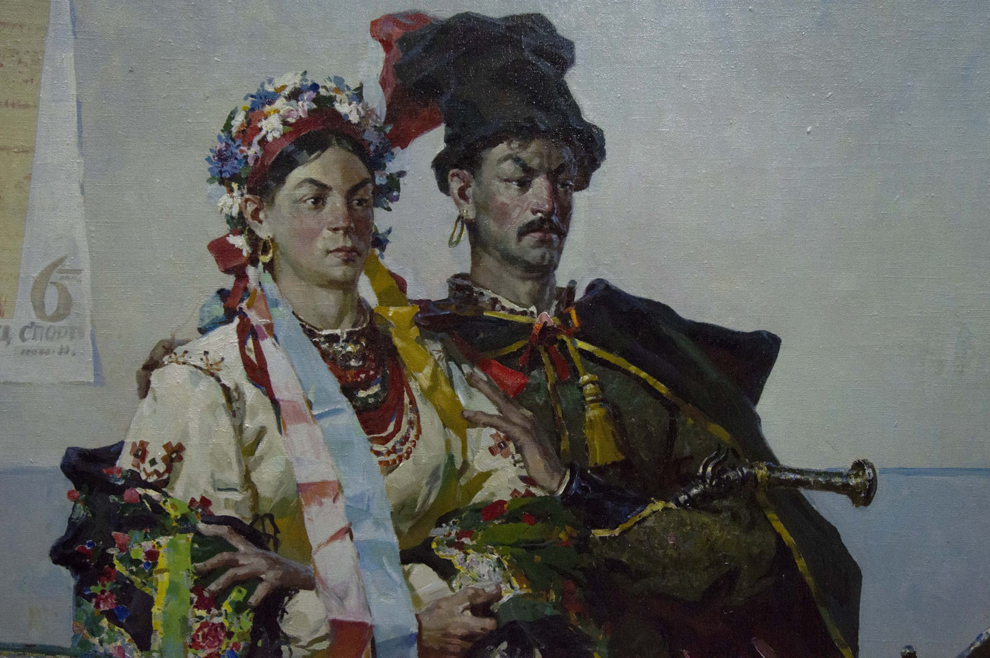 Traditional R. folk wedding portrait oil painting by Sidoruk Vladimir Fedorovich