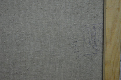 Back of gray canvas for Oil painting Blossoming Seaside Garden by Alexander Kerzhner