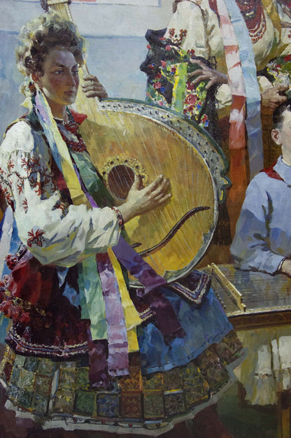 Oil painting by Sidoruk Vladimir Fedorovich: woman with balalaika