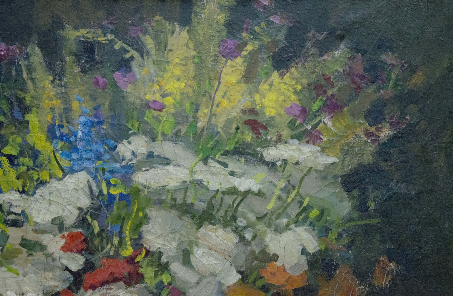 Vibrant impressionist oil painting of wildflower meadow by Vladimir Zhugan