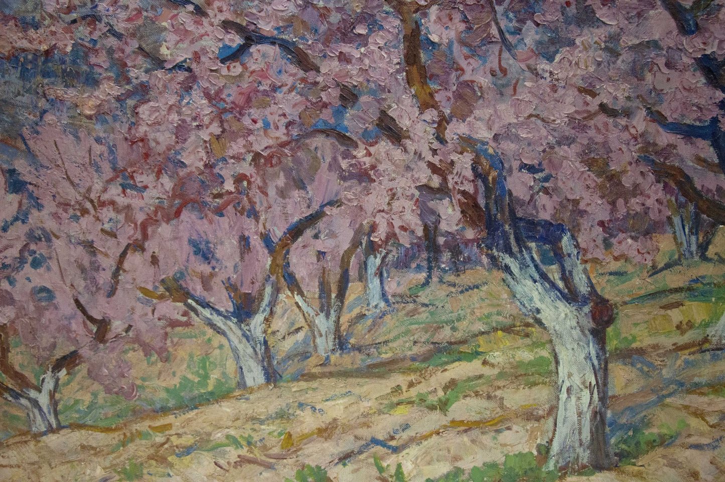 Vibrant impressionistic oil painting of blooming cherry blossom trees by Koshevoi Stepan Lvovich