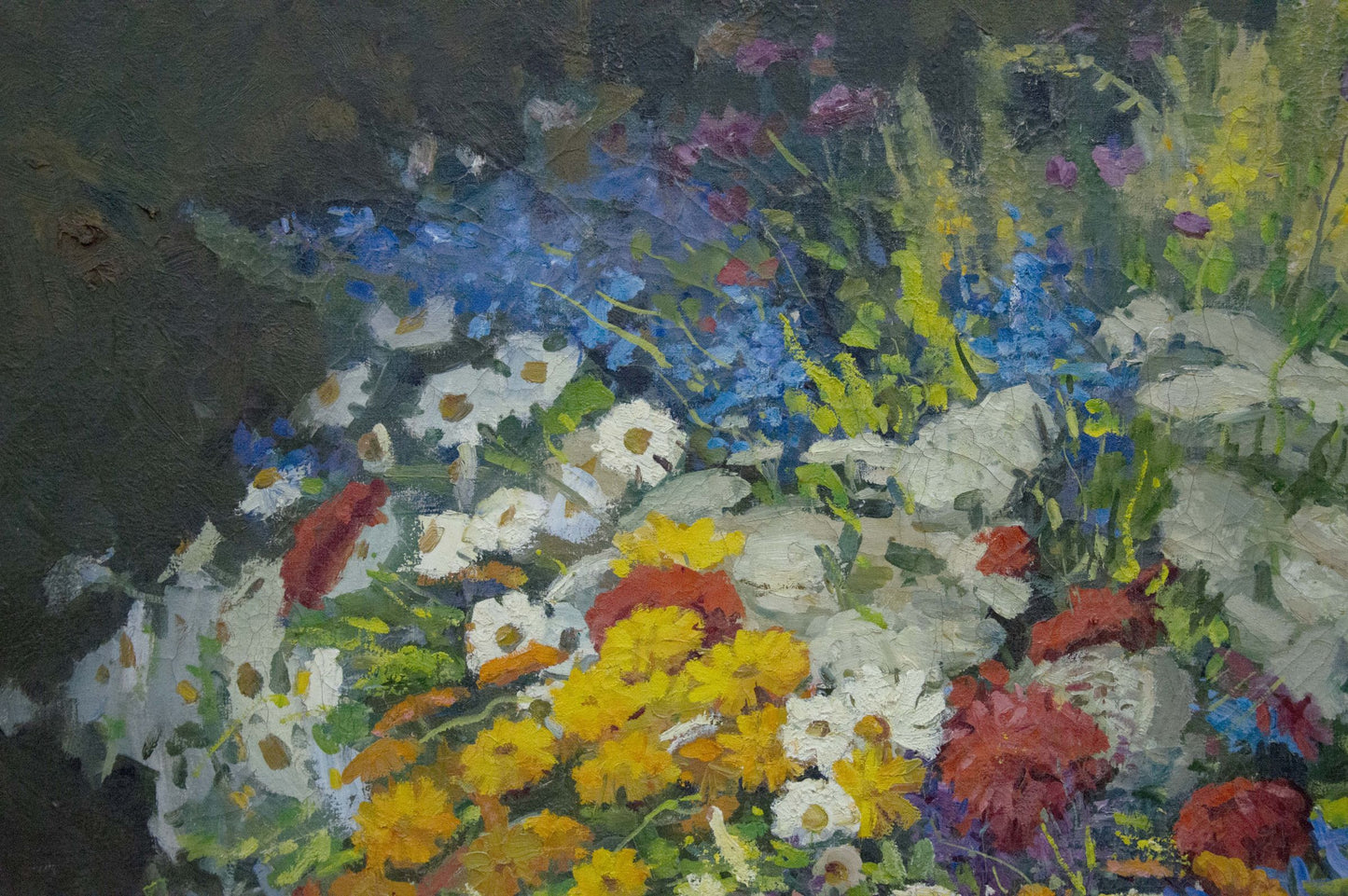 Vibrant impressionistic oil painting of wildflower meadow by Vladimir Zhugan