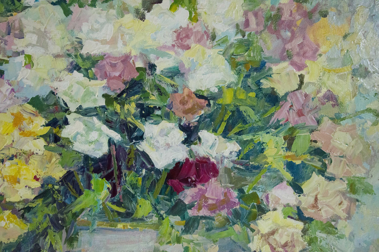 Vibrant oil painting of lush floral garden by Artym Olga Markovna