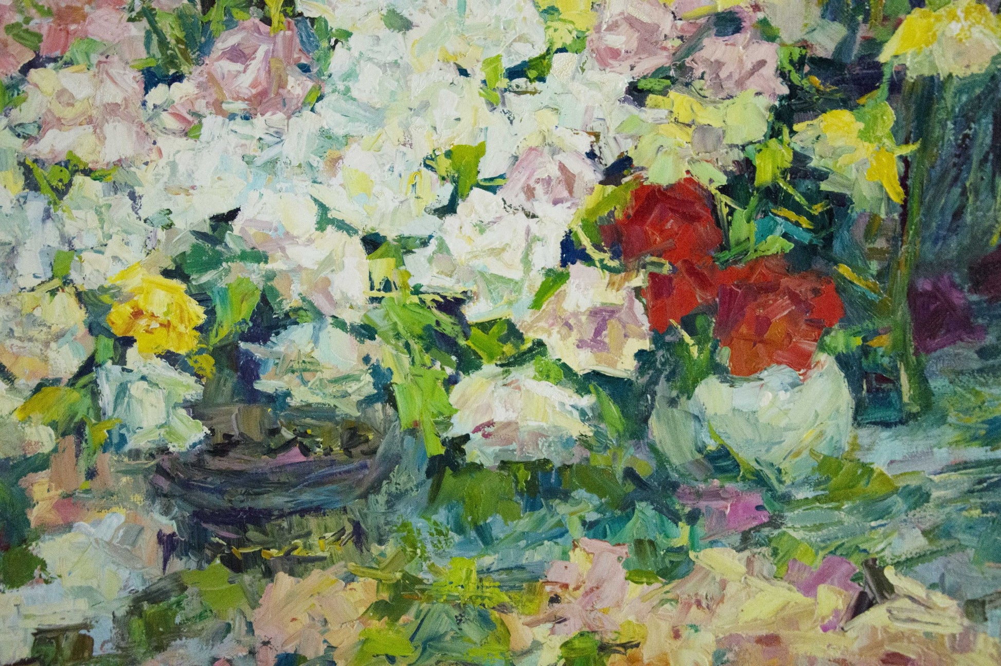 Vibrant impressionist oil painting of flowers by Artym Olga Markovna